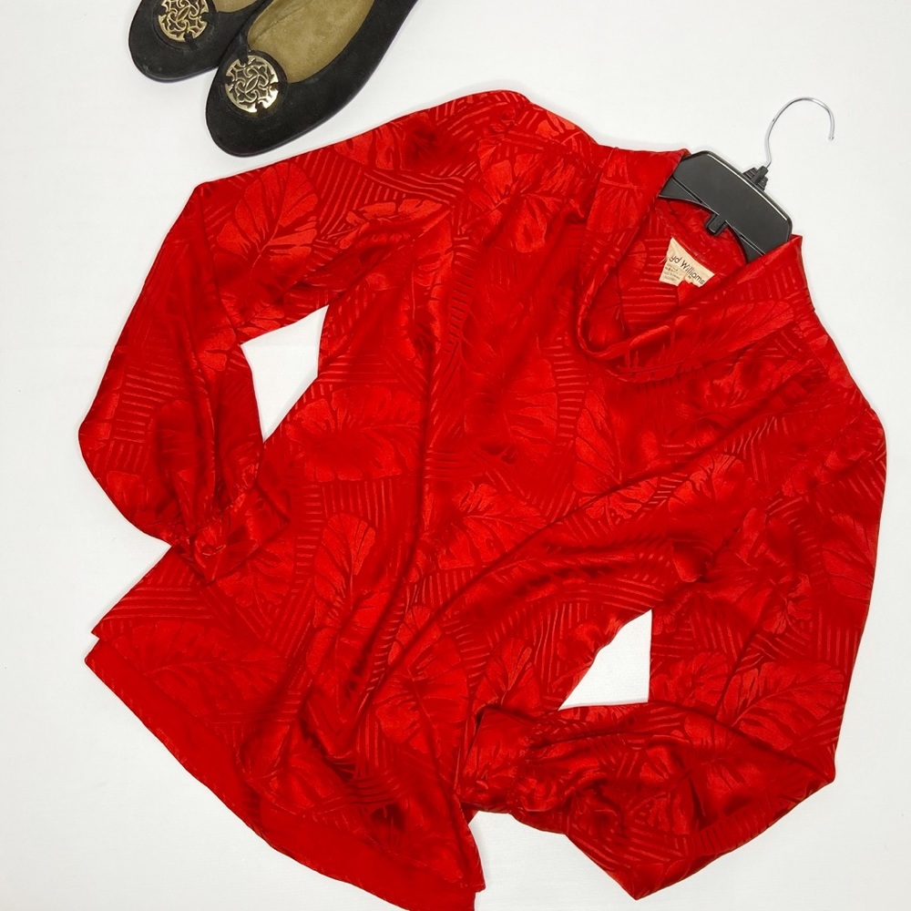Vintage Red Silk Blouse